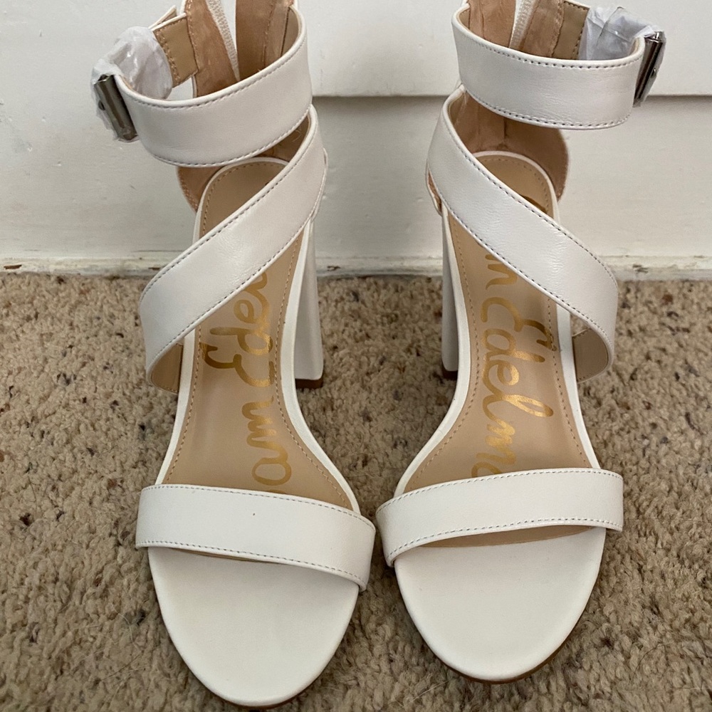 Sam Edelman White Block Heels